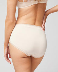 PALE SAND - Cotton Brief Panty with Lace Trim | Soma