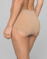 WARM AMBER - Cotton Brief Panty with Lace Trim | Soma