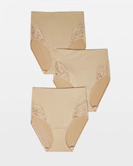 WARM AMBER MULTIPACK - Tummy High-Waist Brief Panty with Lace 3 Pack | Soma