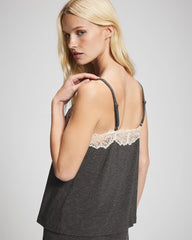 CHARCOAL HEATHER W/ SHINE - Lace Trim Camisole | Soma