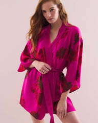 VA VA BLOOMS PINK - Silk Chiffon Short Robe | Soma