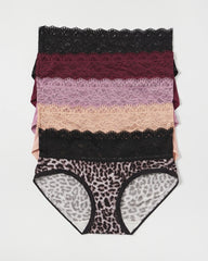 DIVINE LEOPARD MULTI PACK - Hipster Panty with Super Soft Enchanting Lace 5 pack | Soma