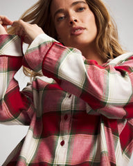 WINTER PLAID RED - Long-Sleeve Notch Collar Pajama Top | Soma