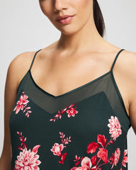 COTTAGE FLORAL GREEN - Mesh Trim Pajama Cami | Soma