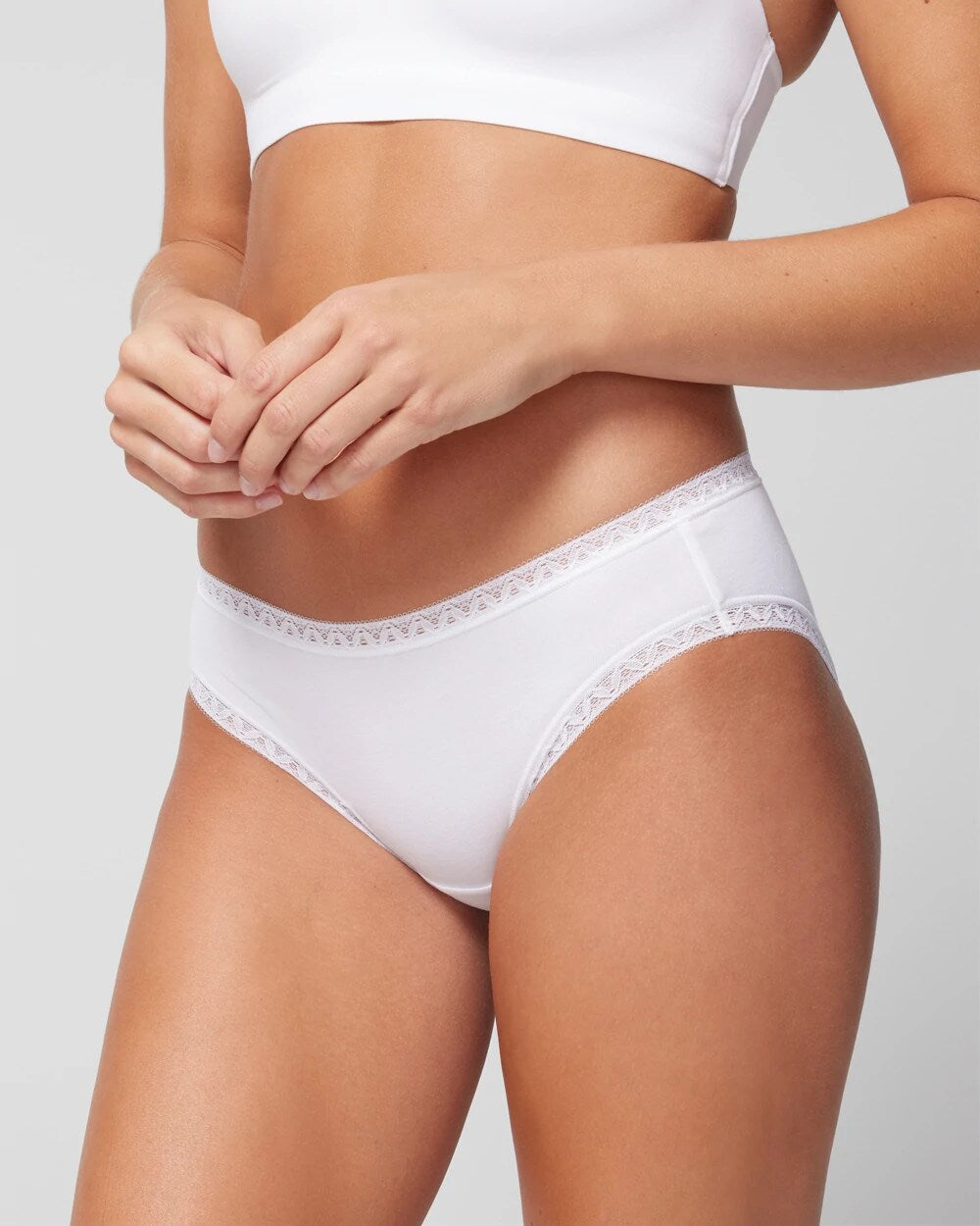 OPTIC WHITE - Cotton Hipster Panty with Lace Trim | Soma