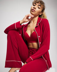 PAINT THE TOWN RED - Pajama Pant w/ Cuff and Piping | Soma
