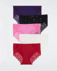 POET PINK MULTIPACK - Hipster Panty with Enchanting Lace 5 Pack | Soma