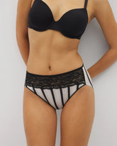 CABANA STRIPE BLACK - Edge High-Leg Panty with Lace | Soma