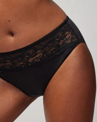 BLACK - Cotton Blend High-Leg Panty with Lace | Soma