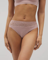 ADOBE ROSE - Cotton Blend High-Leg Panty with Lace | Soma