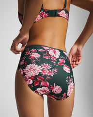 COTTAGE FLORAL MINI GREEN - Tummy High-Leg Brief Panty with Lace | Soma