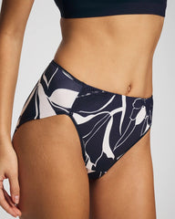 NOUVEAU FLORA MINI NAVY - Tummy High-Leg Brief Panty with Lace | Soma