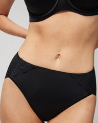 BLACK - High-Leg Brief Panty with Lace | Soma