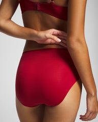 RED VELVET TONAL W/ LUREX - High-Leg Brief Panty with Sensuous Lace | Soma