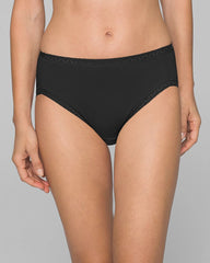 BLACK - Cotton High-Leg Brief Panty with Lace Trim | Soma