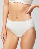 IVORY - Cotton High-Leg Brief Panty with Lace Trim | Soma