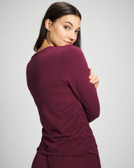 VELVET PLUM - Ruched Long Sleeve Pajama Tee | Soma