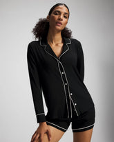 BLACK - Long-Sleeve Notch Collar Pajama Top | Soma