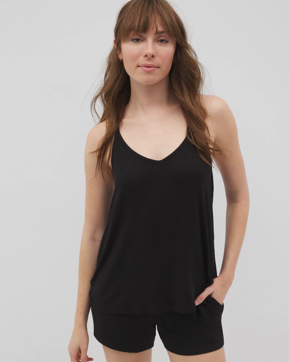 BLACK - Lightweight Rib Knit Pajama Cami | Soma
