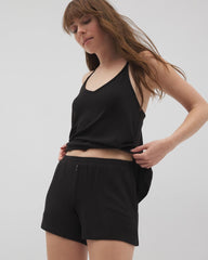 BLACK - Lightweight Rib Knit Pajama Shorts | Soma