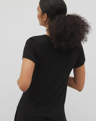 BLACK - Lightweight Rib Knit Short Sleeve Pajama Tee | Soma