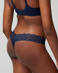 NIGHTFALL NAVY - Thong Panty with Enchanting Lace | Soma