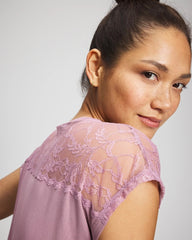 LILAC WINE - Short Sleeve Lace Pajama Tee | Soma
