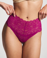 MAGENTA ORCHID - High-Waist Thong Panty with Enchanting Lace | Soma