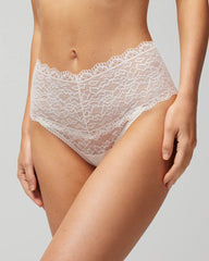IVORY - High-Waist Thong Panty with Enchanting Lace | Soma