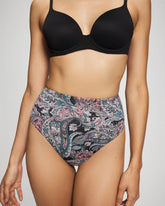 REGAL PAISLEY BLACK MINI - Tummy High-Waist Thong Panty | Soma