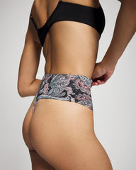REGAL PAISLEY BLACK MINI - Tummy High-Waist Thong Panty | Soma