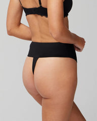 BLACK - High-Waist Thong Panty With Lace | Soma