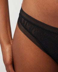BLACK - Soma Thong Panty with Stretch Lace | Soma