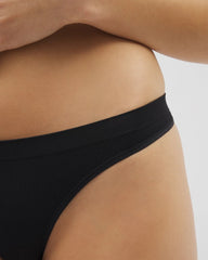 BLACK - Seamless Rib Thong Panty | Soma