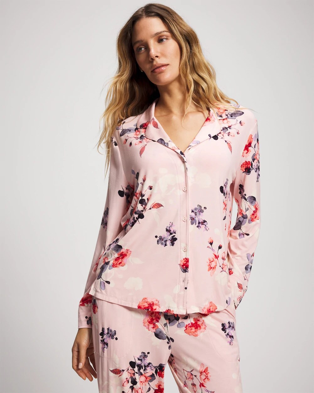 FLORAL DREAMS PINK BLUSH - Long Sleeve Notch Collar | Soma