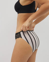 CABANA STRIPE BLACK - Edge Bikini Panty with Lace | Soma