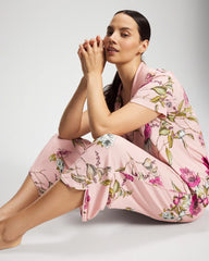 FEATHERED FANCY PINK - Piped Crop Pajama Pant | Soma