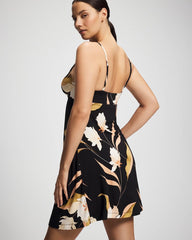 MYSTIC BLOOMS BLACK MID - Satin Trim Chemise | Soma