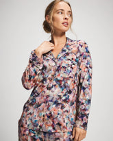 PETAL MOSAIC PETROL - Long-Sleeve Notch Collar Pajama Top | Soma