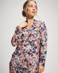 PETAL MOSAIC PETROL - Long-Sleeve Notch Collar Pajama Top | Soma