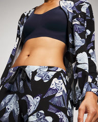 WHIMSICAL WINGS BLK MID - Satin Trim Pajama Pant | Soma