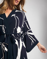 NOUVEAU FLORA NAVY - Short Robe | Soma