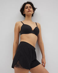 BLACK - Lace Trim Pajama Shorts | Soma
