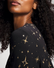 STELLAR SCENE BLACK/FOIL - Long-Sleeve Sleepshirt | Soma