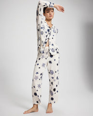 CELESTIAL CHARMS CHAMP - Cool Nights Long Sleeve Notch Collar with Piped Placket Pajama Top | Soma