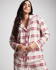TARTAN TEXTILE CHAMP - Cool Nights Long Sleeve Notch Collar with Piped Placket Pajama Top | Soma