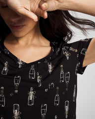 CHAMPAGNE POP BLACK/FOIL - Short Sleeve Sleepshirt | Soma