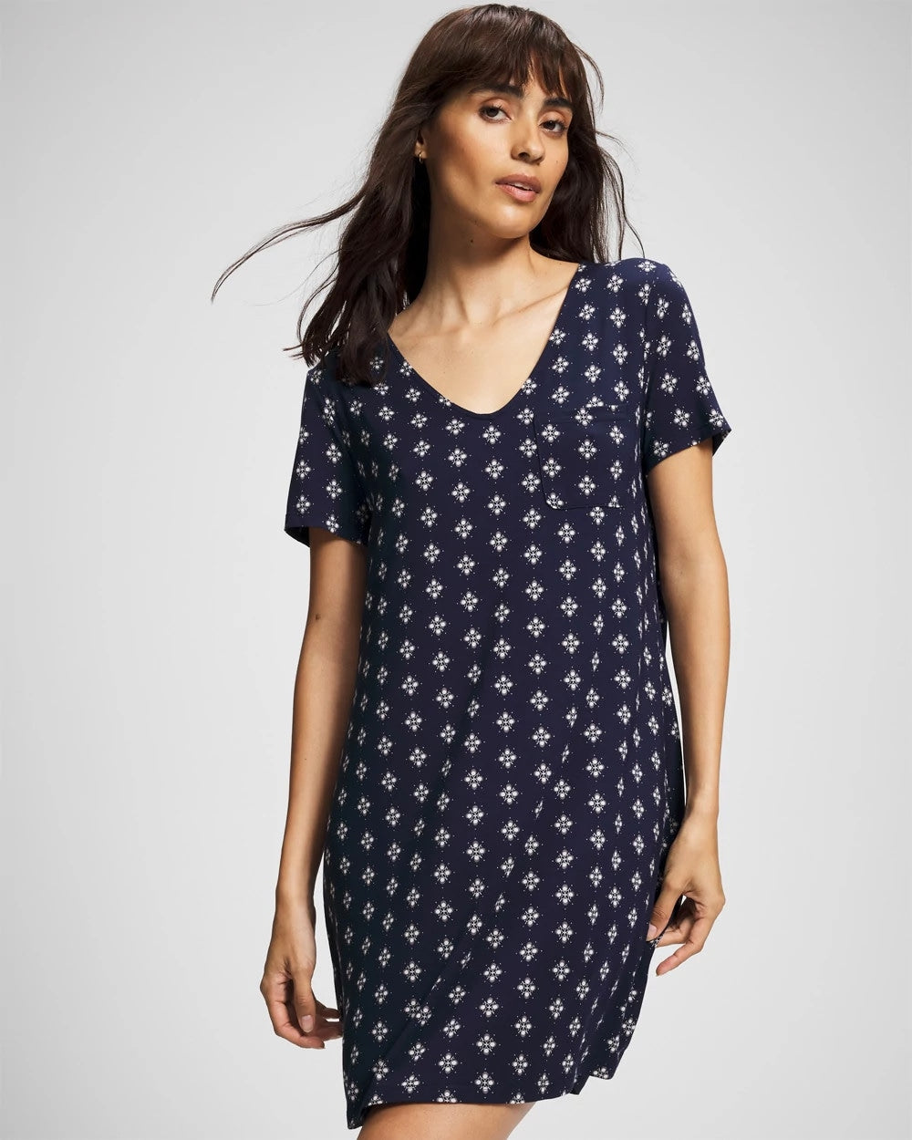 BELLE FOULARD NAVY - Short Sleeve Sleepshirt | Soma