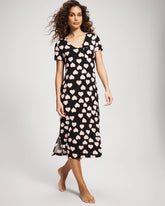 MANDALA HEARTS BLACK - Short Sleeve Long Sleepshirt | Soma