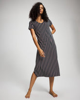 MIDNIGHT STRIPE GREEN JOL - Short Sleeve Long Sleepshirt | Soma